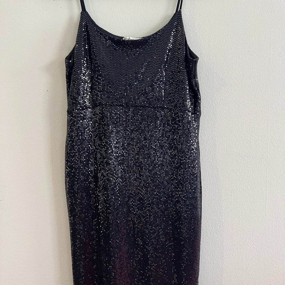 Sequin Shimmer Black Bodycon Mini Dress